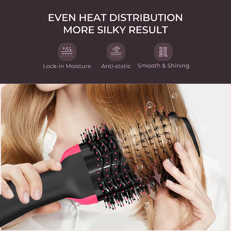 3-in-1 Hot Air Brush Dryer & Styler – 1000W Hair Straightening Blow Dryer