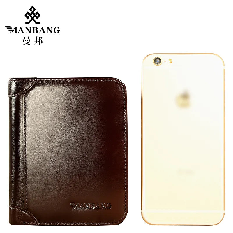 Mens band classic style genuine leather wallet men short wallets & tote cards men fashion high quality A high-quality wallet that holds cards
