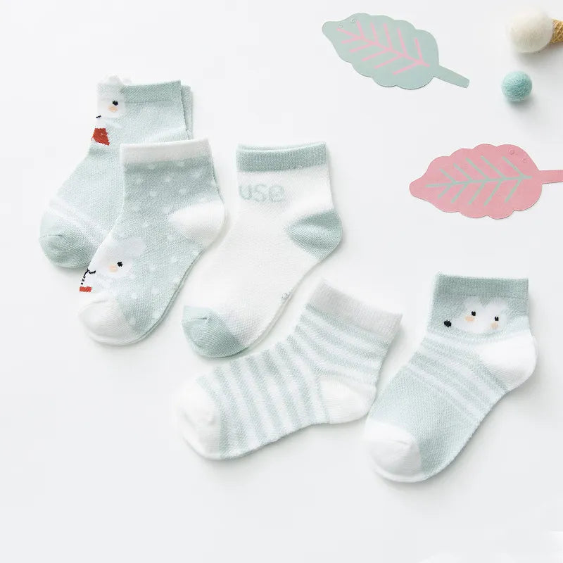 5 pair / unit 0-2 year old baby socks for girls & Boy cotton mesh cute baby socks