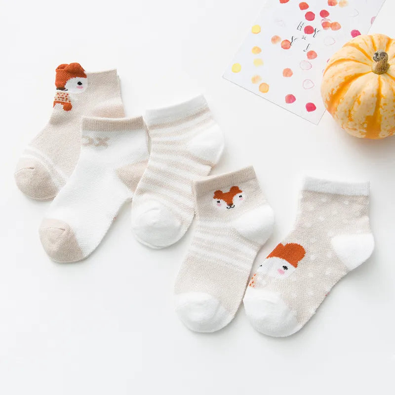 5 pair / unit 0-2 year old baby socks for girls & Boy cotton mesh cute baby socks