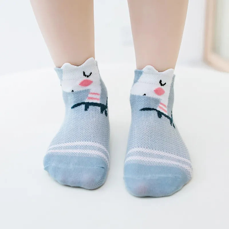 5 pair / unit 0-2 year old baby socks for girls & Boy cotton mesh cute baby socks