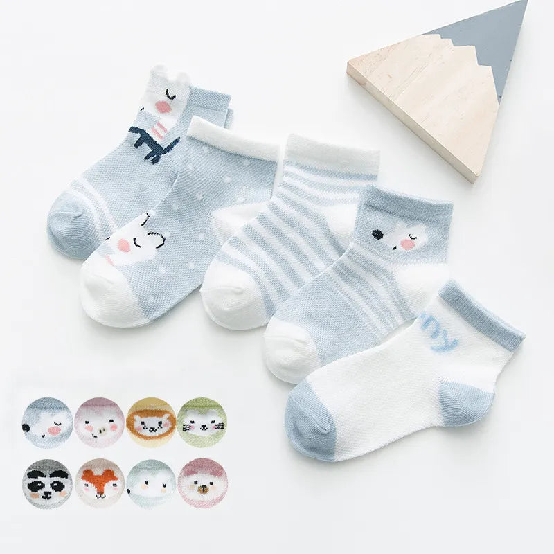 5 pair / unit 0-2 year old baby socks for girls & Boy cotton mesh cute baby socks