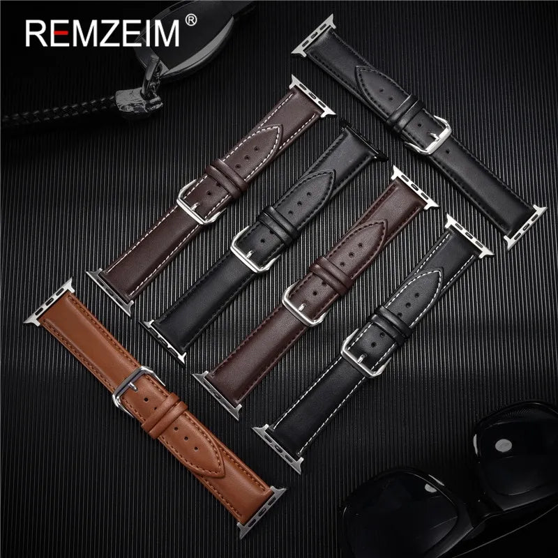Calfskin Genuine Leather Watchband 38mm 40mm 41mm for iwatch 8 7 6 5 4 3 SE Replace Wrist Strap 42mm 44mm 45mm for Apple Watch