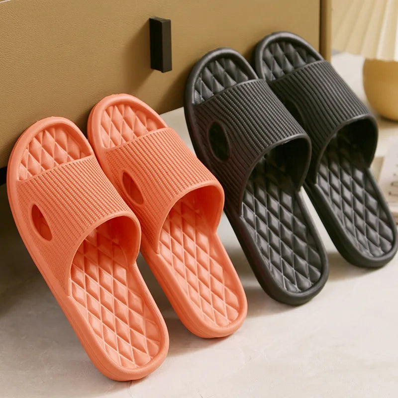 Soft Home Slippers Couple Indoor Skid Proof Bathroom Slippers Solid Color Men&Women