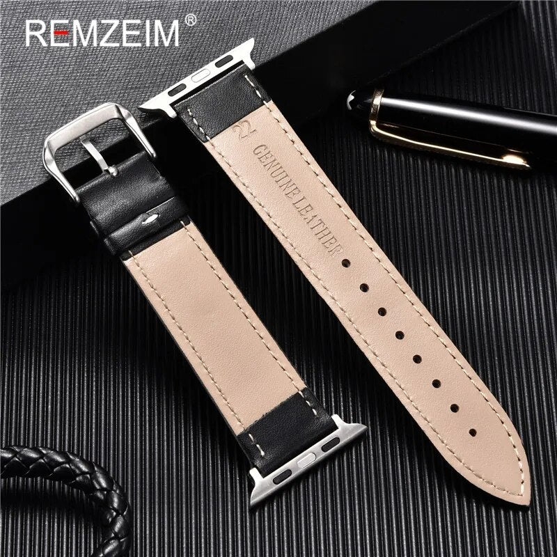 Calfskin Genuine Leather Watchband 38mm 40mm 41mm for iwatch 8 7 6 5 4 3 SE Replace Wrist Strap 42mm 44mm 45mm for Apple Watch