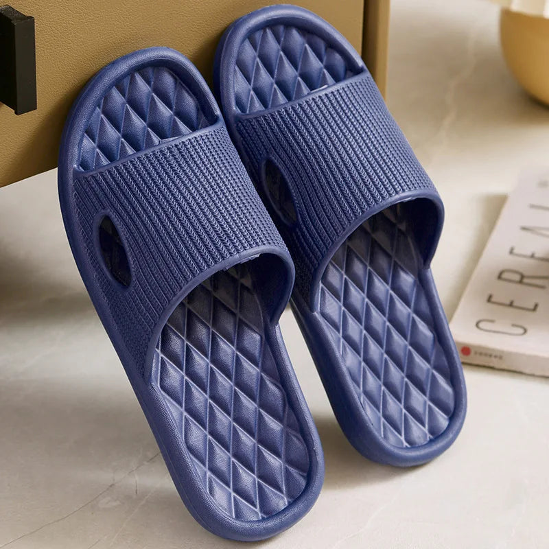 Soft Home Slippers Couple Indoor Skid Proof Bathroom Slippers Solid Color Men&Women