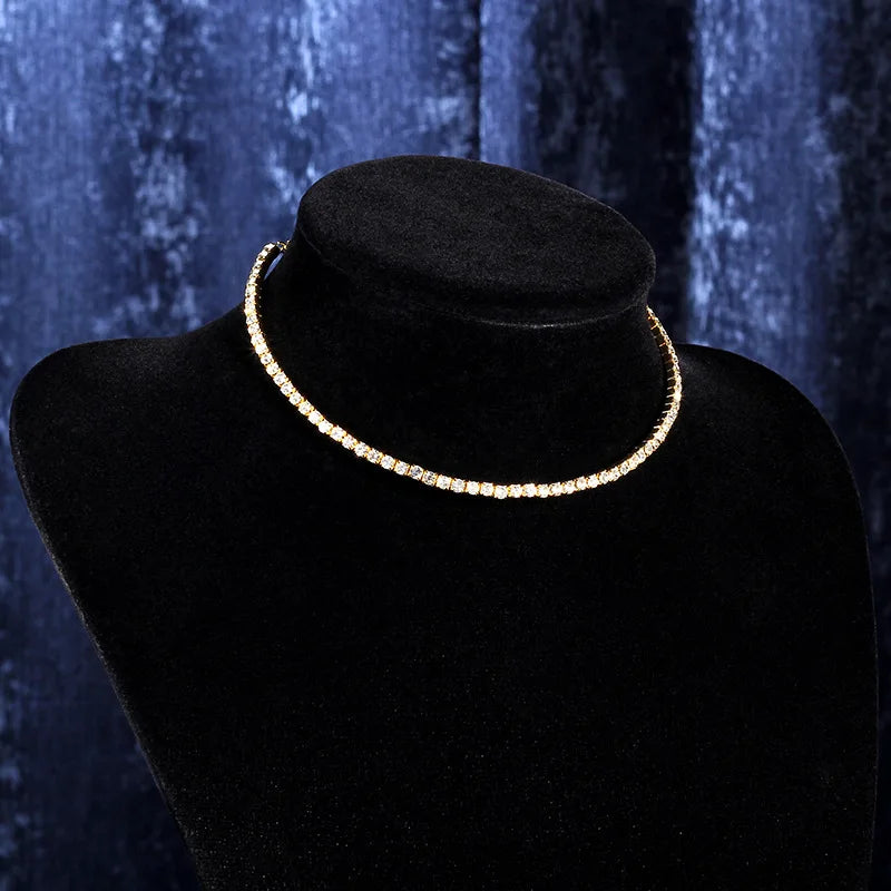 Women's Crystal Row Rhinestone Choker Collar Wedding Necklace