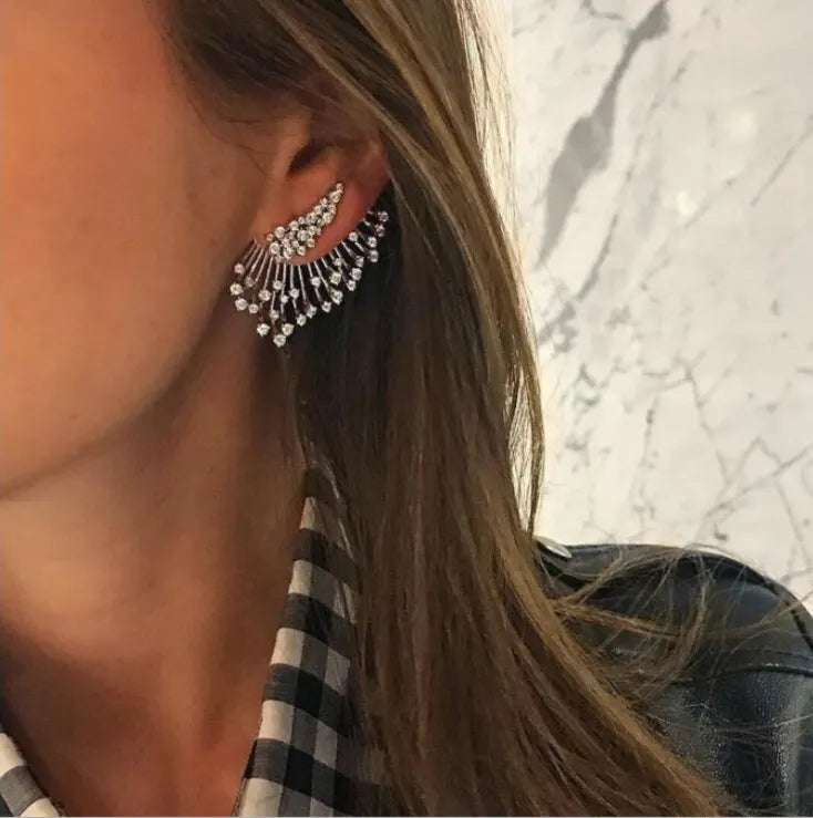 2023 new crystal flower earrings for women fashion jewelry rhinestones earrings