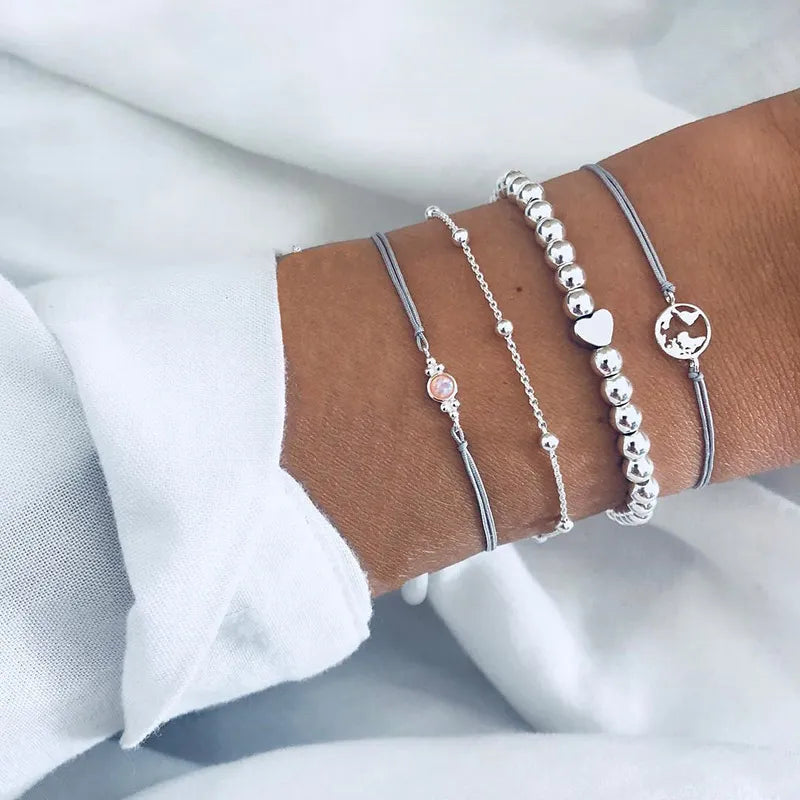 TRENDY Boho geometric bracelet & bangle sets for women vintage Star Map Hand Heart beads amulet smooth fashion