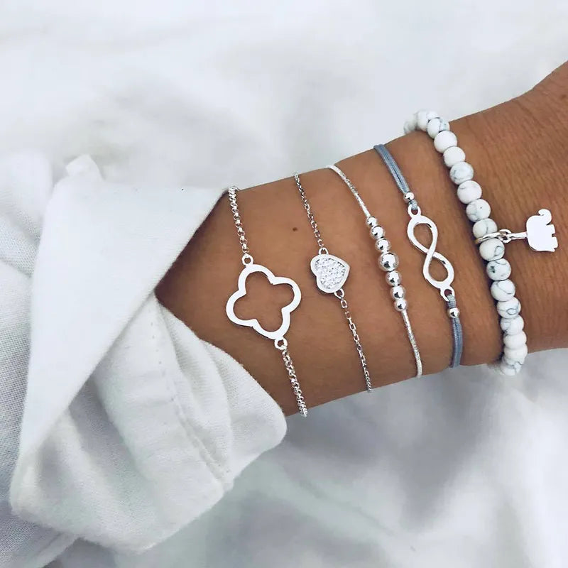 TRENDY Boho geometric bracelet & bangle sets for women vintage Star Map Hand Heart beads amulet smooth fashion