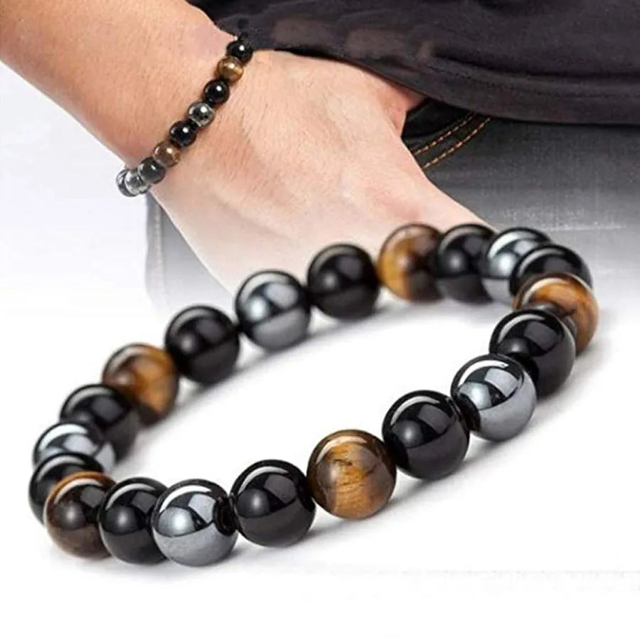 Natural Obsidian Black hematite beads Tiger Eye bracelets men's magnetic Health Protection and styling