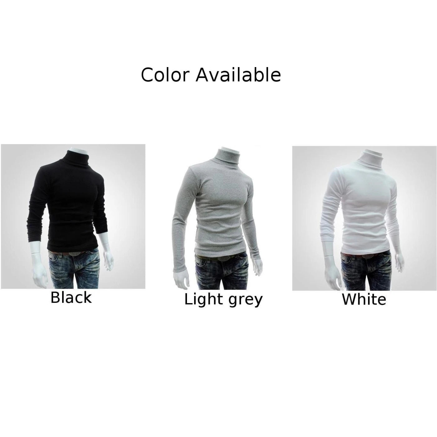 New Men's Slim Turtleneck Long Sleeve Tops Pullover Warm Stretch Knitwear Sweater Tight-fitting High-neck Casual