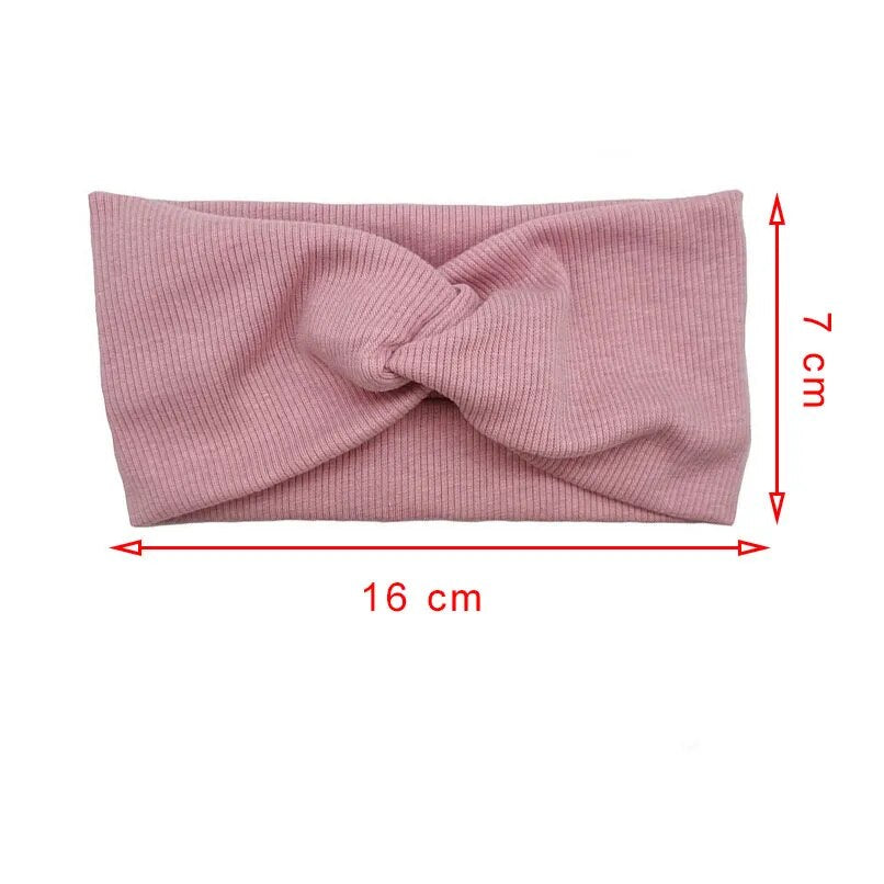 1pcs Spring Summer solid color Baby headband twisted knotted girls soft elastic hair large size
