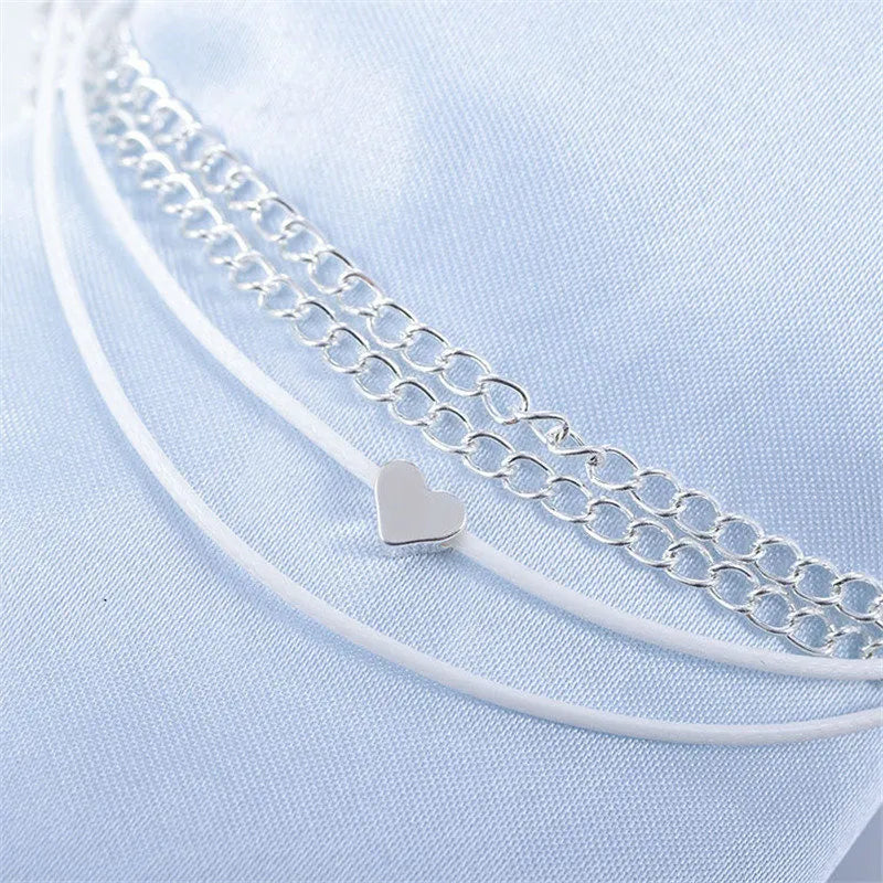 Anklet bracelet on the leg silver color fashion female heart