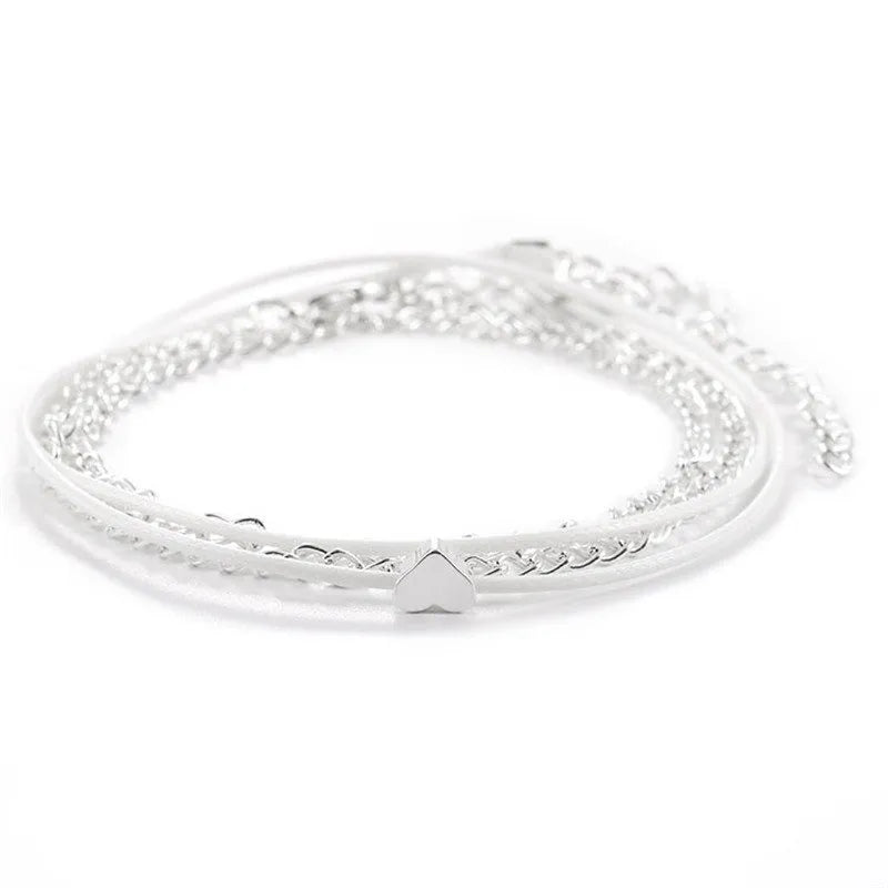 Anklet bracelet on the leg silver color fashion female heart