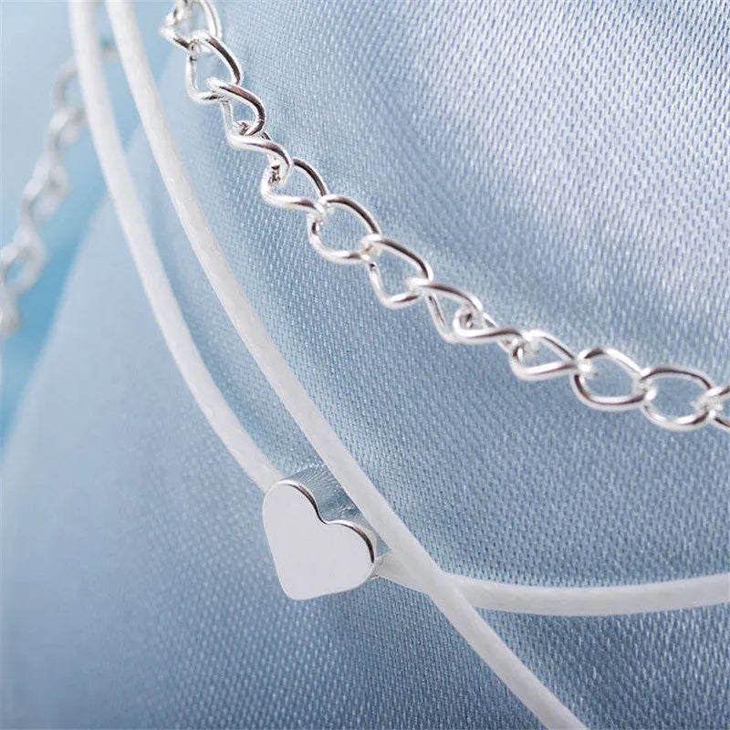 Anklet bracelet on the leg silver color fashion female heart