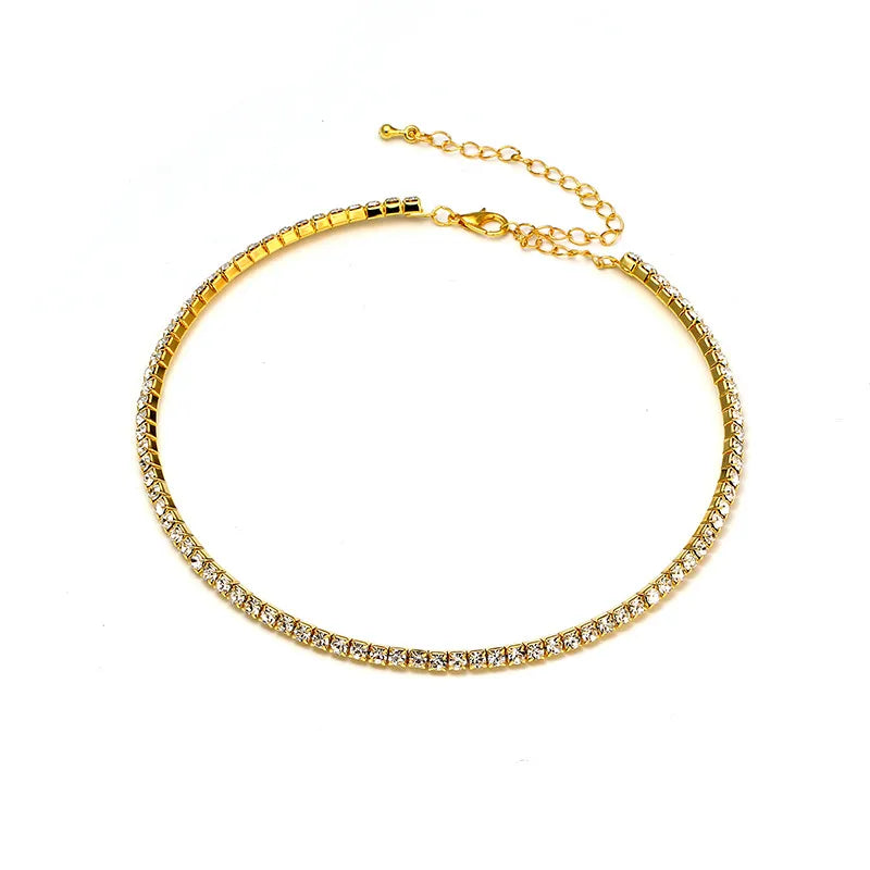 Women's Crystal Row Rhinestone Choker Collar Wedding Necklace