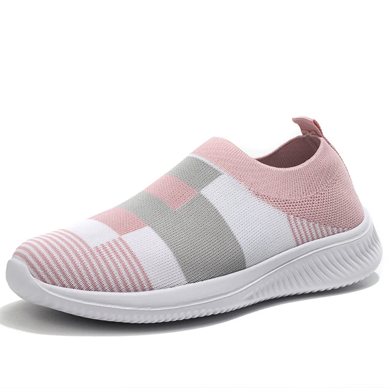Women's Vulcanized Shoes Women's Sneakers Knitted Flat Shoes New Color Combination