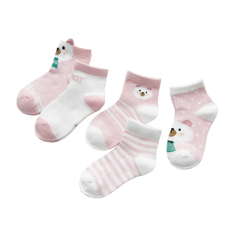 5 pair / unit 0-2 year old baby socks for girls & Boy cotton mesh cute baby socks