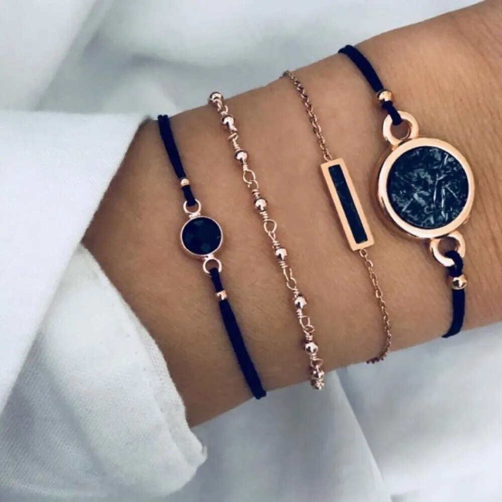 TRENDY Boho geometric bracelet & bangle sets for women vintage Star Map Hand Heart beads amulet smooth fashion