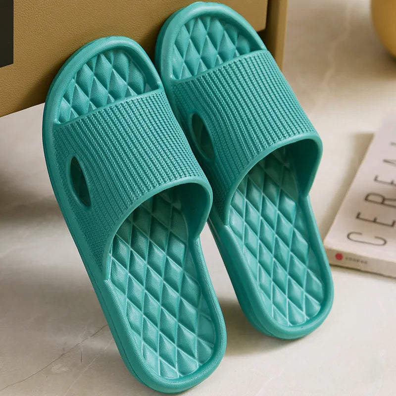 Soft Home Slippers Couple Indoor Skid Proof Bathroom Slippers Solid Color Men&Women
