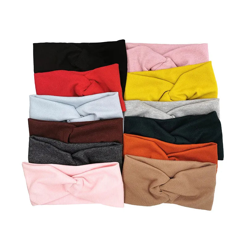 1pcs Spring Summer solid color Baby headband twisted knotted girls soft elastic hair large size