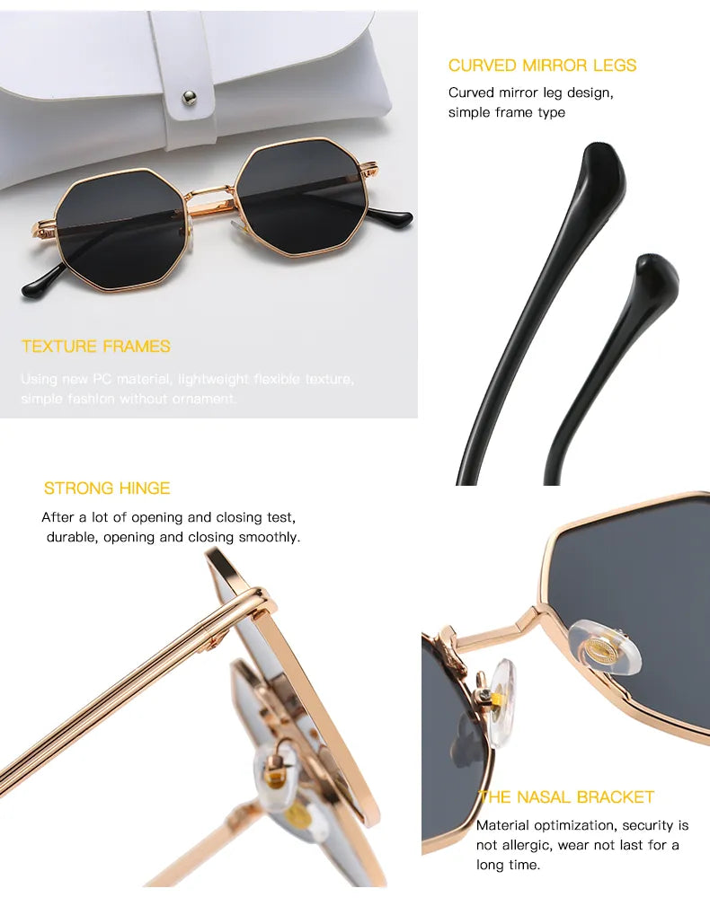 Vintage frame ribbed metal sunglasses for women and men luxury brand design sunglasses Gavas de Sol UV 400