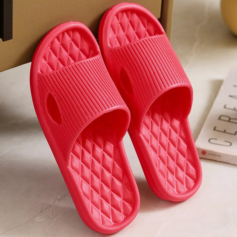 Soft Home Slippers Couple Indoor Skid Proof Bathroom Slippers Solid Color Men&Women