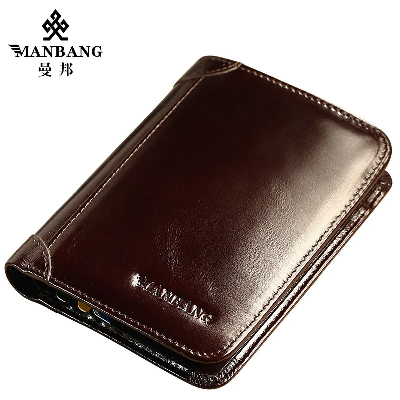 Mens band classic style genuine leather wallet men short wallets & tote cards men fashion high quality A high-quality wallet that holds cards