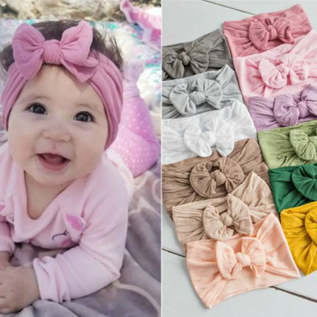Headband for kids girls bowknits, newborn headwear, rabbit ear.