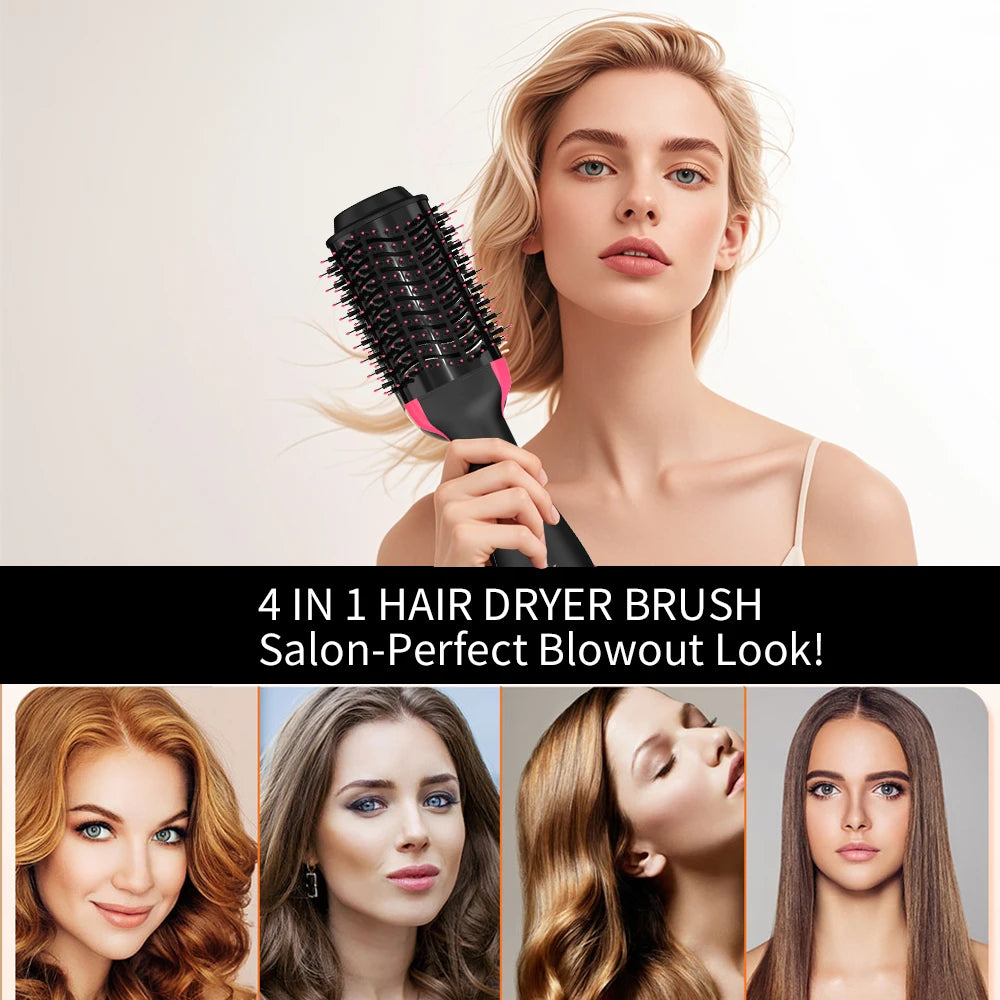 3-in-1 Hot Air Brush Dryer & Styler – 1000W Hair Straightening Blow Dryer