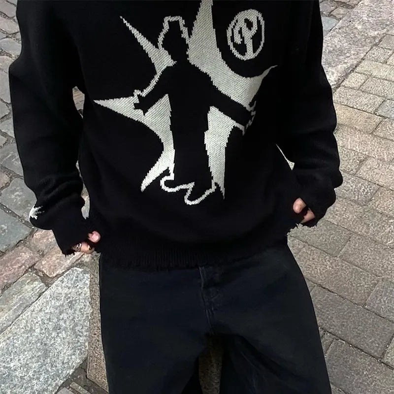 Winter sweater pullovers knit long sleeve tops hip hop