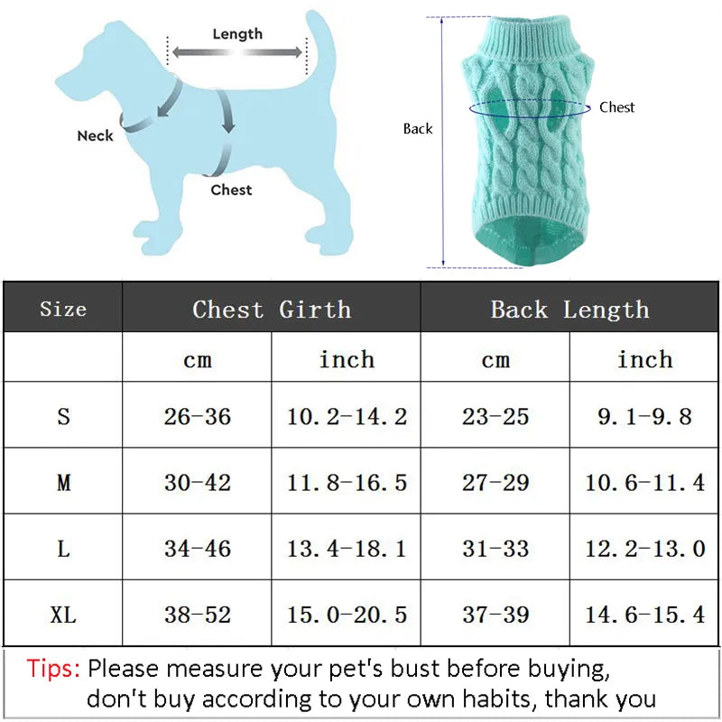 Puppy dog sweaters for small medium dogs winter warm turtleneck Chihuahua soft sweater