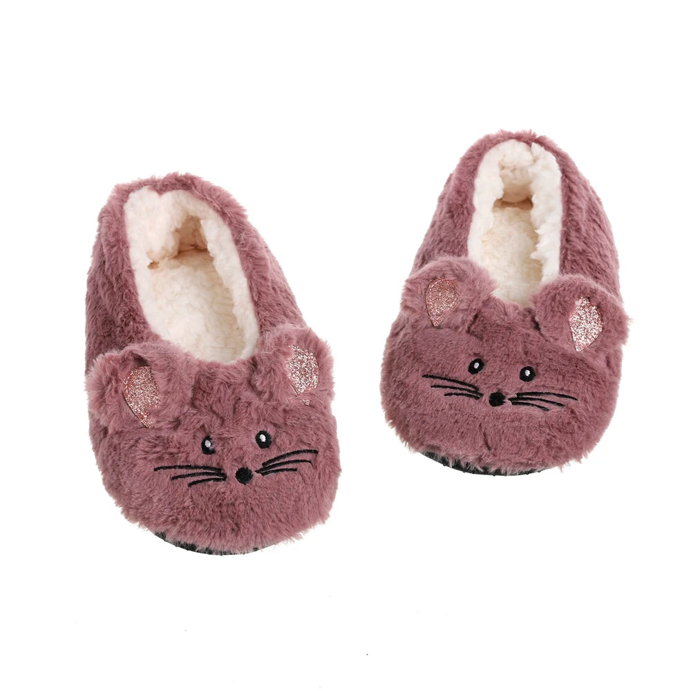Home Slippers Women Cotton Fur Warm Mouse Ears