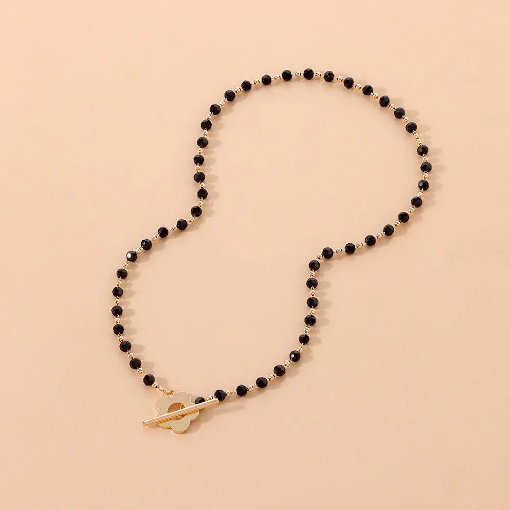 Sumeng 2023 new fashion luxury black crystal string glass beads choker
