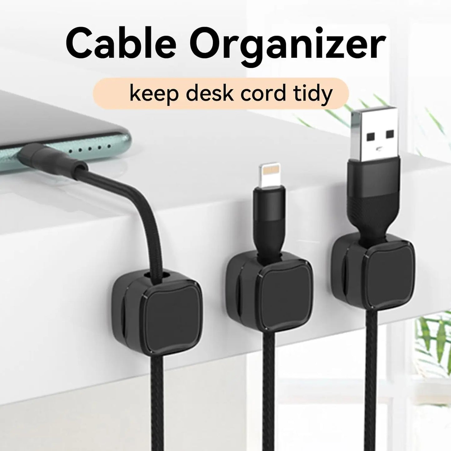 Magnetic Cable Clip Cord Holder for Home Office, Car, Under Desk - Him…