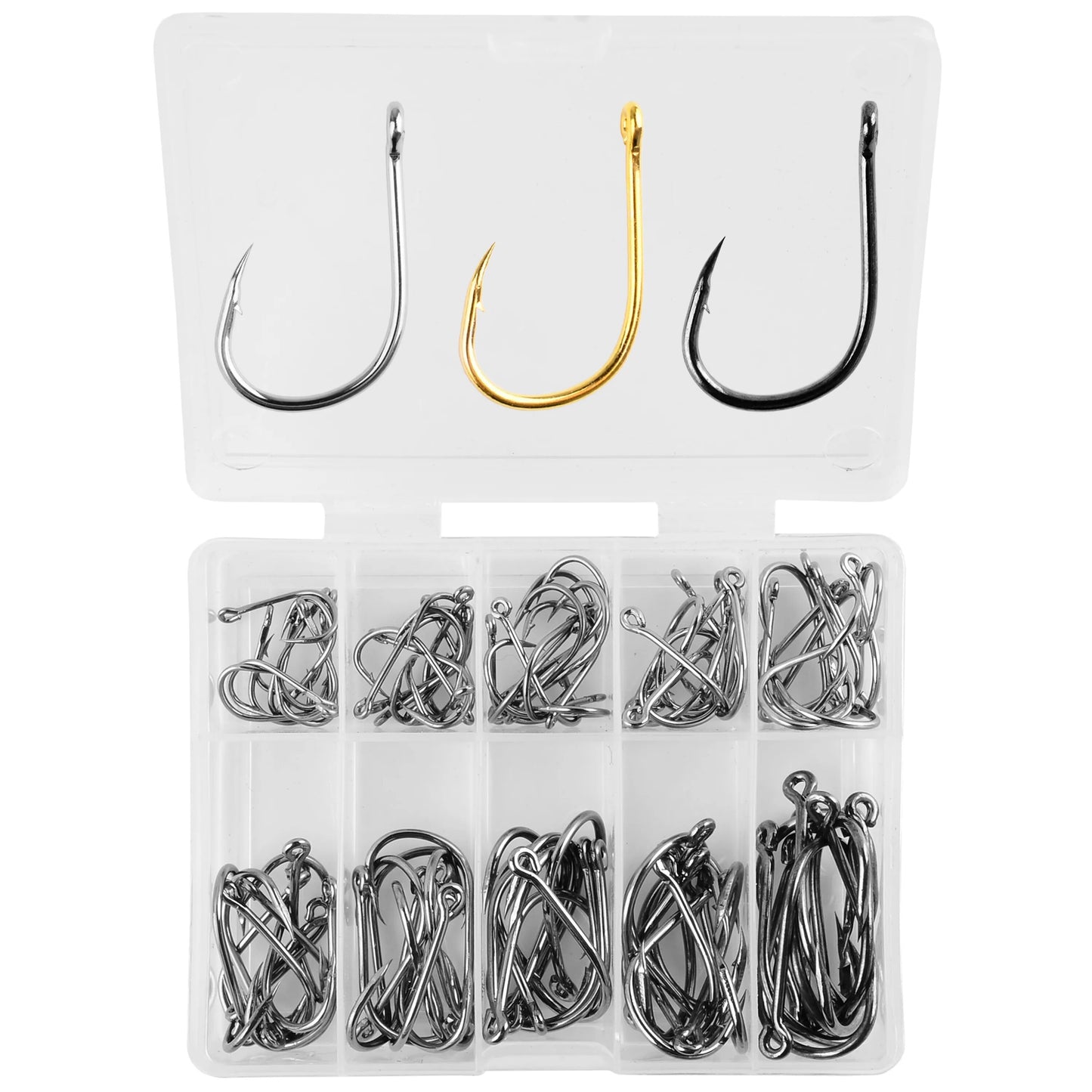 Oracle 100pcs fishing hooks set carbon steel single circle fishing hook fly fishing box