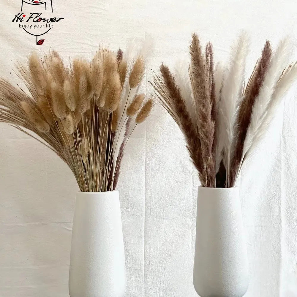 100pcs fluffy Pampas dried flowers bouquet home decor natural rabbit tail grass artificial flower