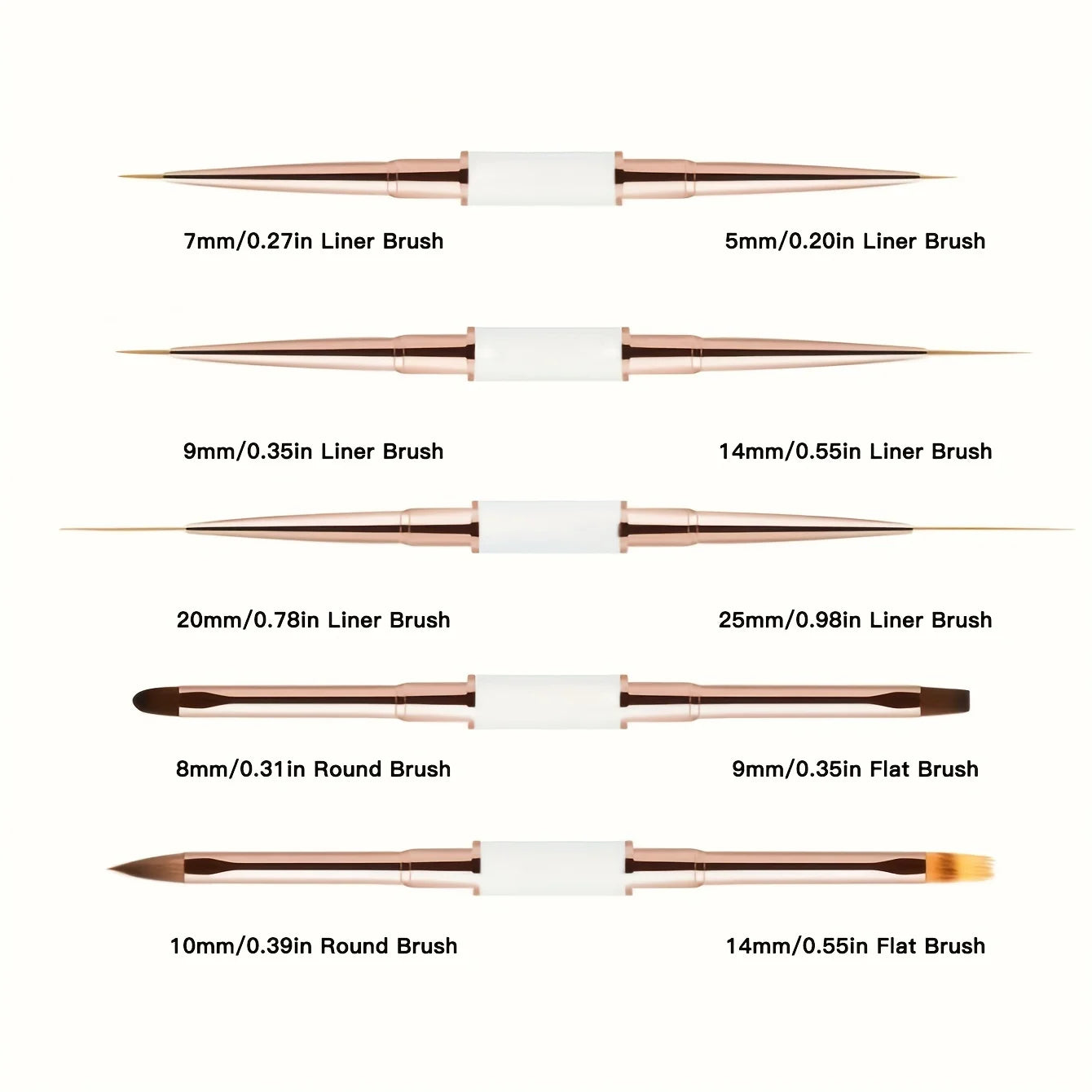 5Pcs Dual-Ended Nail Art Brush Pen Set