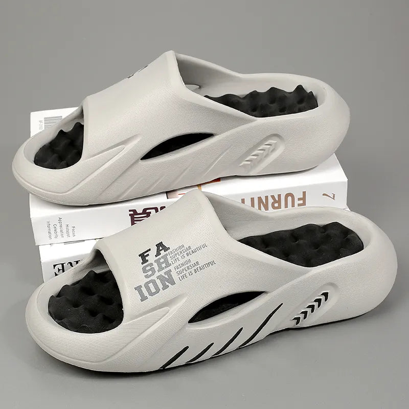Men Massage Slippers Sides Indoor Outdoor Sandals Beach Casual Slipper