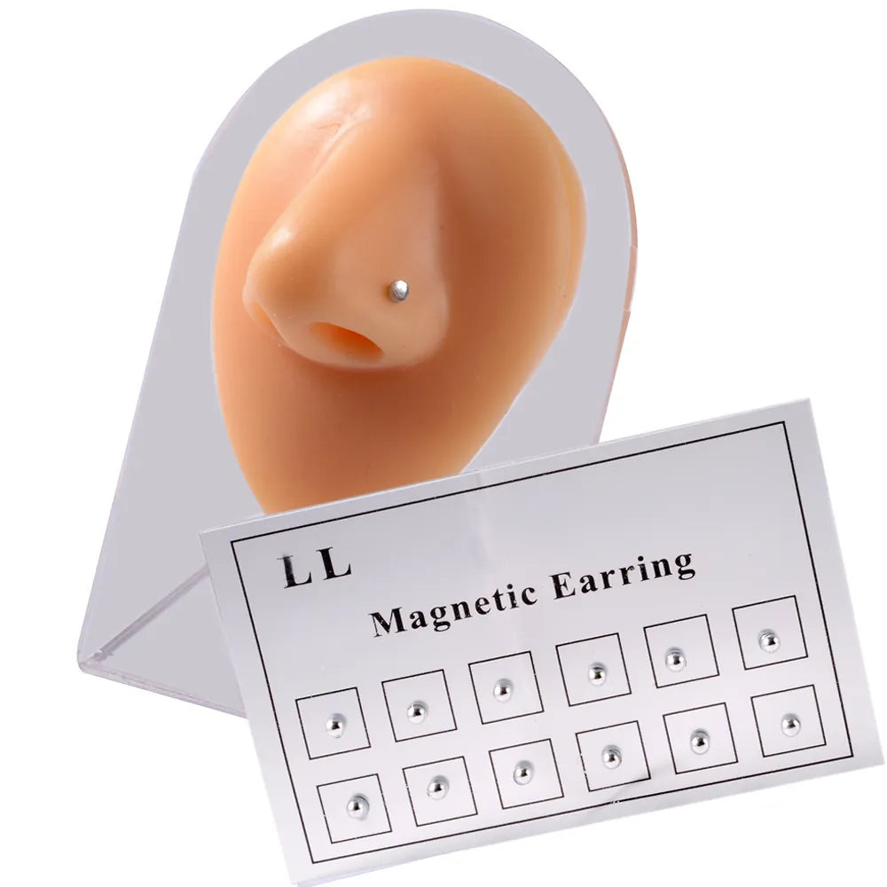 12pcs / fake card cheater non-pierced ear tragus cartilage lip labrite nose nail ring magnetic earring
