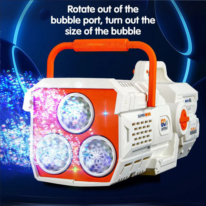 60 Holes Electric Bubble Gun LED Light Automatic Soap Machine for Kids & Parties