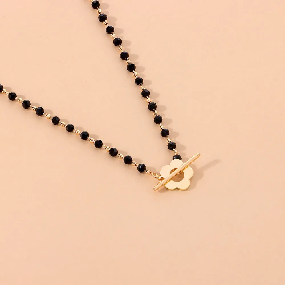 Sumeng 2023 new fashion luxury black crystal string glass beads choker