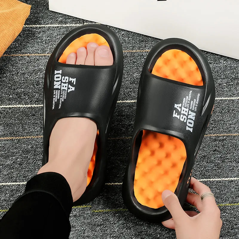 Men Massage Slippers Sides Indoor Outdoor Sandals Beach Casual Slipper