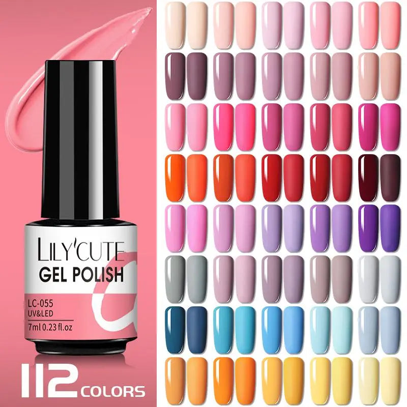 LILY CUTE 7ml Nail Gel Polish Semi Permanent Gel Varnish Base Top Coat UV LED Gel Varnish Soak Off Nail Art