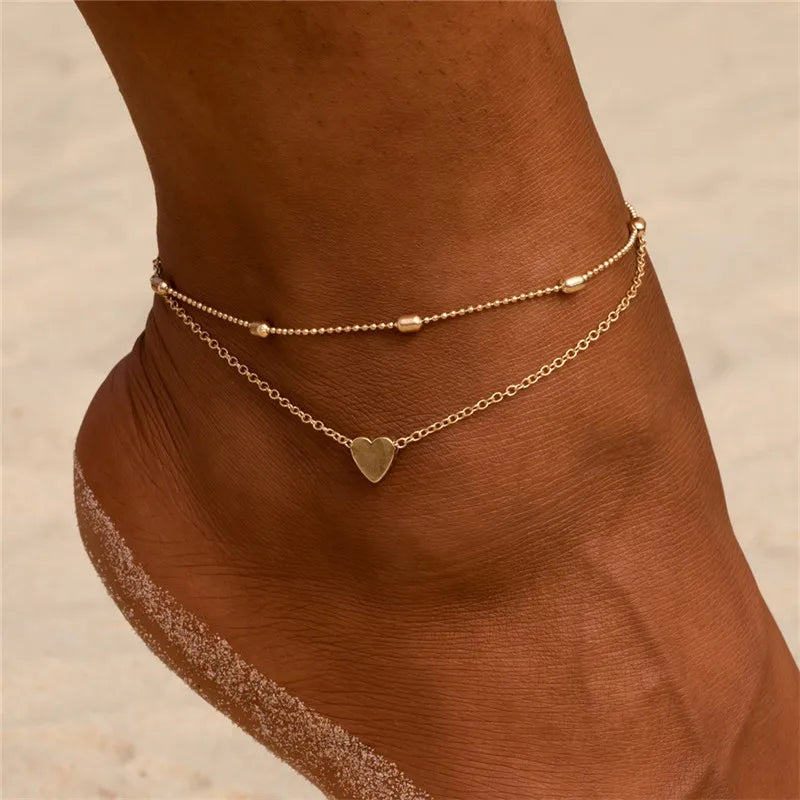 Pearl Shell Anklet Bracelet – Gold Chain Beach Wedding Jewelry for Women