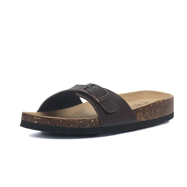 korean style couple cork sandals women beach sandals ladies summer soft microfiber leather