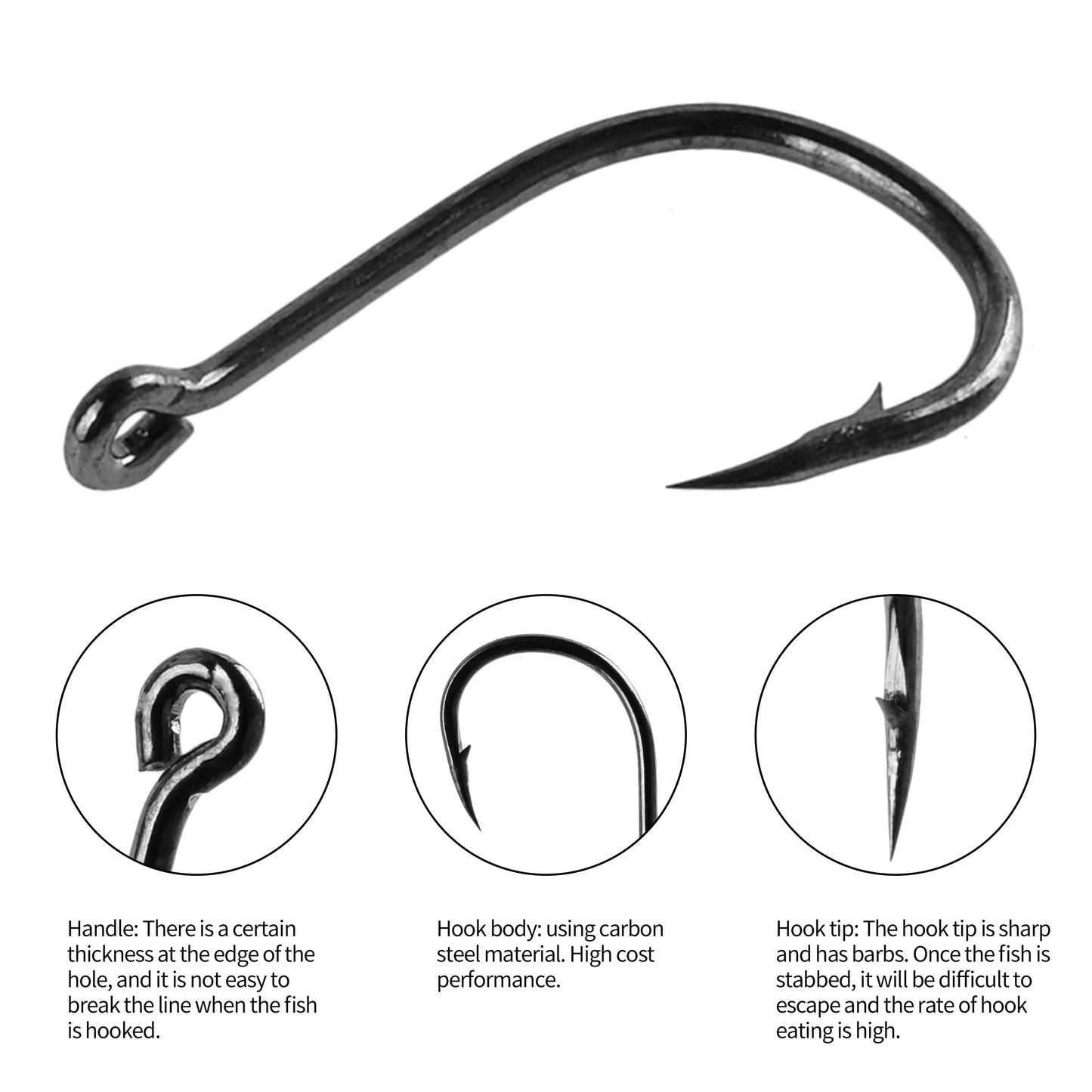 Oracle 100pcs fishing hooks set carbon steel single circle fishing hook fly fishing box