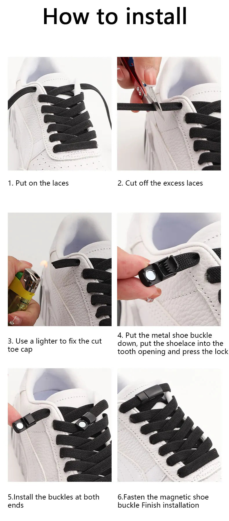 Magnetic Shoe Laces Elastic for Sneakers Woman, Men, Children.