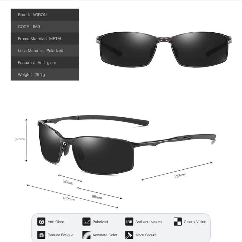 Polarized Metal Frame Sunglasses For Men and Women Anti-Glare and Anti-UV